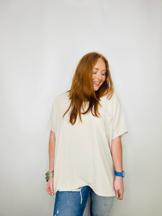 Tan Perfect For Work Top- clothing,Curvy,oversized,OVERSIZED TEE,OVERSIZED TOP,Perfect for work,Sale,Tops,WORK SHIRT,WORK TOP-Ace of Grace Women's Boutique