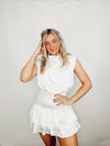 White Smocked Satin Dress- SATIN, SATIN DRESS, WHITE, WHITE DRESS, WHITE GRADUATION DRESS-Ace of Grace Women's Boutique