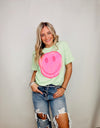 Classic Pink Distressed Happy Tee- GRAPHIC TEE, graphic tees, plus size graphic tee, PLUS SIZE TEE, SOFT TEE, TEE-Ace of Grace Women's Boutique