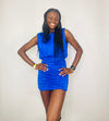 Royal Blue Ruched Mini Dress- -Ace of Grace Women's Boutique
