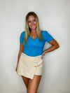 Ribbed Cap Sleeve Top- blue, BLUE CROP TOP, blue top, CAP SLEEVE, ORANGE TOP, ribbed, RIBBED CROP TOP, RIBBED TOP, WHITE, WHITE CROP TOP, white shirt, white top-Blue-S-Ace of Grace Women's Boutique