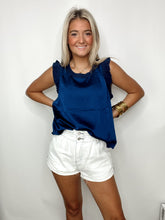 Ribbed Ruffle Satin Top