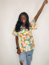 Orange Multi Floral Print Top