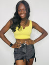 Yellow Ribbed Cropped Tank- RIBBED TANK, RIBBED TANK TOP, RIBBED TOP, YELLOW, yellow top-Ace of Grace Women's Boutique
