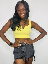 Yellow Ribbed Cropped Tank