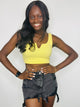 Yellow Ribbed Cropped Tank- RIBBED TANK, RIBBED TANK TOP, RIBBED TOP, YELLOW, yellow top-Ace of Grace Women's Boutique