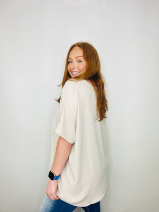 Tan Perfect For Work Top- clothing,Curvy,oversized,OVERSIZED TEE,OVERSIZED TOP,Perfect for work,Sale,Tops,WORK SHIRT,WORK TOP-Ace of Grace Women's Boutique