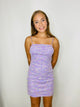 Lilac Floral Sequined Dress - ONE MEDIUM LEFT- colorful dress, dress, mini dress, PURPLE DRESS, sequin dress, summer dress, tube dress-Ace of Grace Women's Boutique