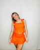 Orange Ruffle Sleeve Mocked Top- orange, ORANGE TOP, ruffle sleeves, RUFFLE TOP, RUFFLES-Ace of Grace Women's Boutique