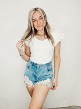 Ruffled Sleeve V-Neck Bodysuit