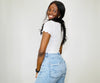 White Frill Trimmed Crop Top- FRILL TRIM, FRILL TRIMMED, RIBBED TOP, WHITE, WHITE CROP TOP, white shirt, white top-Ace of Grace Women's Boutique