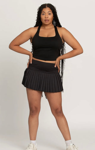 GOLD HINGE Pleated Skirt - Black- Athleisure, athletic shorts, Bottoms, clothing, Curvy, gold hinge, hinge, pleated, skirt-Ace of Grace Women's Boutique