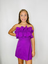 Violet Strapless Ruffle Tube Romper - ONE LARGE LEFT- DATE NIGHT, PURPLE, purple romper, ROMPER, VIOLET-Ace of Grace Women's Boutique
