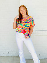V-Neck Watercolor Short Sleeve Top - ONE 3X LEFT