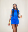 Royal Blue Ruched Mini Dress- -Ace of Grace Women's Boutique