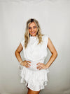 White Smocked Satin Dress- SATIN, SATIN DRESS, WHITE, WHITE DRESS, WHITE GRADUATION DRESS-Ace of Grace Women's Boutique
