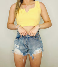 Yellow Ribbed Cropped Tank