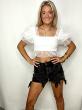 White Smocked Ruffle Crop Top