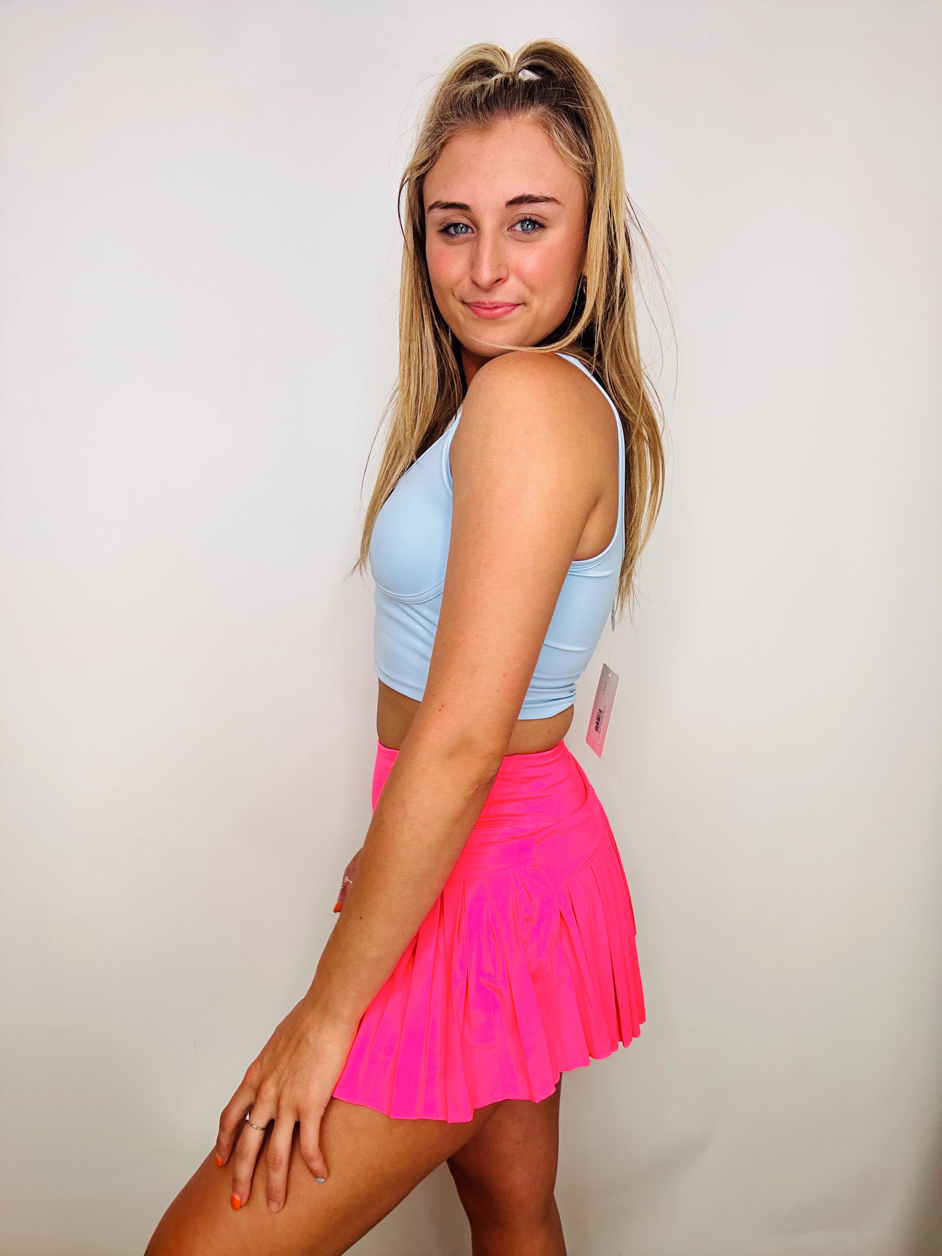 GOLD HINGE Pleated Skirt - Neon Pink