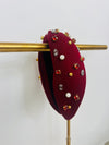 Game Day Rhinestone Football Headband- football, game, game day, GAME DAY HEADBAND, game days, gameday, headband, headbands, RHINESTONE HEADBAND, TOP KNOT HEADBAND-Maroon-Ace of Grace Women's Boutique