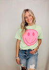 Classic Pink Distressed Happy Tee- GRAPHIC TEE, graphic tees, plus size graphic tee, PLUS SIZE TEE, SOFT TEE, TEE-Ace of Grace Women's Boutique