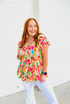 Multi Color Floral Tiered Top- -Ace of Grace Women's Boutique