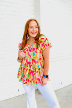 Multi Color Floral Tiered Top