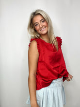 Ribbed Ruffle Satin Top