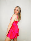 Pink Pleated Ruffled Dress- colorful dress, dress, flowy dress, ROMPER, Romper dress-Ace of Grace Women's Boutique