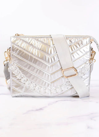 Ariana Silver Crossbody- Accessories, bags, caroline hill, CAROLINE HILL CROSSBODY, CAROLINE HILL PURSE, CROSSBODY PURSE, metallic purse, PURSE, PURSES, SILVER PURSE-Ace of Grace Women's Boutique