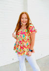 Multi Color Floral Tiered Top- -Ace of Grace Women's Boutique