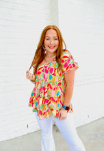 Multi Color Floral Tiered Top