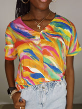 V-Neck Watercolor Short Sleeve Top - ONE 3X LEFT
