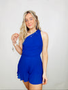 One Shoulder Pleated Romper - 2 COLORS- BLUE ROMPER, one shoulder, ONE SHOULDER ROMPER, PINK ROMPER, PLEATED, PLEATED ROMPER, ROMPER-Ace of Grace Women's Boutique