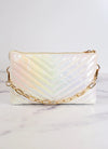 Sherman White Opal Quilted Crossbody- caroline hill, CAROLINE HILL CROSSBODY, CAROLINE HILL PURSE, CLUTCH PURSE, crossbody, CROSSBODY PURSE, metallic purse, OPAL CROSSBODY, PURSE, PURSES-Ace of Grace Women's Boutique