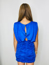 Royal Blue Ruched Mini Dress- -Ace of Grace Women's Boutique