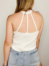 Ivory Ribbed Knit Halter Top