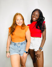 Ribbed Mock Neck Ruffled Crop Top