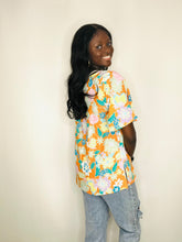 Orange Multi Floral Print Top