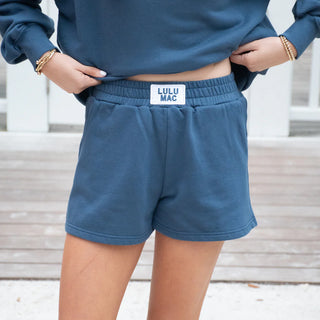LULU MAC - Navy Terry Cloth Shorts- Bottoms,Curvy,Lulu,Lulu mac,NAVY-Ace of Grace Women's Boutique