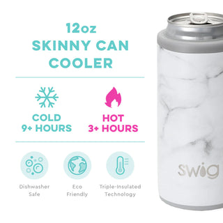 Swig Marble Skinny Can Cooler (12oz)- CAN HOLDER, gifts, SWIG, swig can, swig cups, swig life-Ace of Grace Women's Boutique