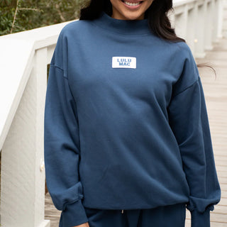 LULU MAC - Long Sleeve Terry Cloth Top- clothing,Curvy,Lulu,Lulu mac,NAVY,terry,TERRY CLOTH,Tops-Ace of Grace Women's Boutique