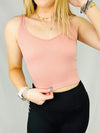 Ribbed V-Neck Cropped Tank Top- ribbed, RIBBED CROP TOP, RIBBED FABRIC, RIBBED TANK, RIBBED TANK TOP, v-neck, V-NECK TANK TOP, V-NECK TOP-ONE SIZE-Mauve Pink-Ace of Grace Women's Boutique
