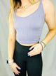 Ribbed V-Neck Cropped Tank Top- ribbed, RIBBED CROP TOP, RIBBED FABRIC, RIBBED TANK, RIBBED TANK TOP, v-neck, V-NECK TANK TOP, V-NECK TOP-ONE SIZE-Deep Lilac-Ace of Grace Women's Boutique