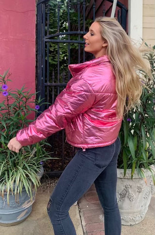 Shimmer & Shine Metallic Puffer Jacket- clothing,Outerwear-Ace of Grace Women's Boutique