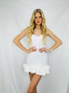 White Ruffled Tube Dress- church dress, dress, mini dress, RUFFLE, ruffled, RUFFLED DRESS, RUFFLES, tube dress, WHITE DRESS-Ace of Grace Women's Boutique