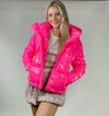 Bubblegum Pink Puffer Jacket- faux leather, HOT PINK, hot pink puffer, hot pink puffer jacket, JACKET, LEATHER, LEATHER JACKET, pink, PUFFER, puffer jacket-Ace of Grace Women's Boutique