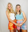 Tie Dye High Waisted Shorts- blue shorts, blue tie dye, drawstring, shorts, SUMMER SHORTS, TIE DYE, TIE DYE SHORTS-Ace of Grace Women's Boutique