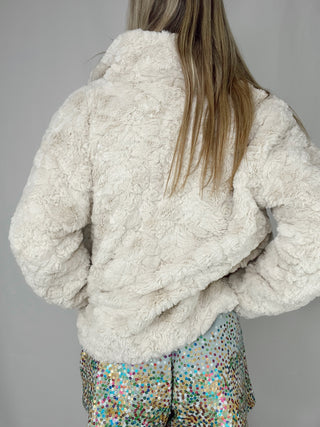 Fuzzy Cream Jacket- clothing,CREAM JACKET,fuzzy,FUZZY JACKET,fuzzy sweater,JACKET,outerwear,Sale,sherpa jacket-Ace of Grace Women's Boutique