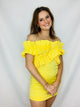 Yellow Crossed Ruffle Tube Dress- church dress, colorful dress, dress, mini dress, RUFFLE, ruffle sleeves, ruffled, RUFFLED DRESS, RUFFLES, summer dress, tube dress, YELLOW, YELLOW DRESS, YELLOW TUBE DRESS-Ace of Grace Women's Boutique